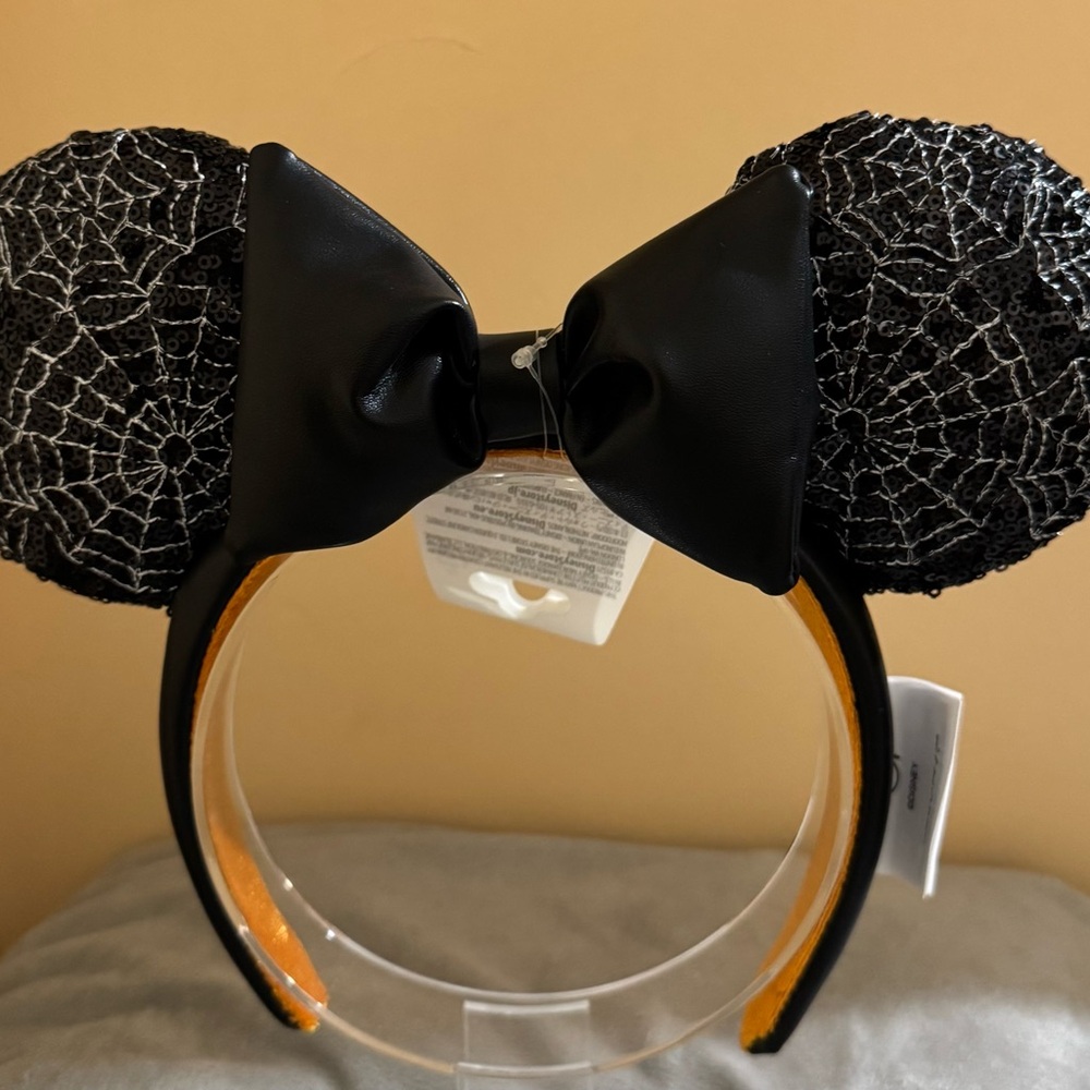Disney Parks Black Sequined spider web Minnie Mouse Ears